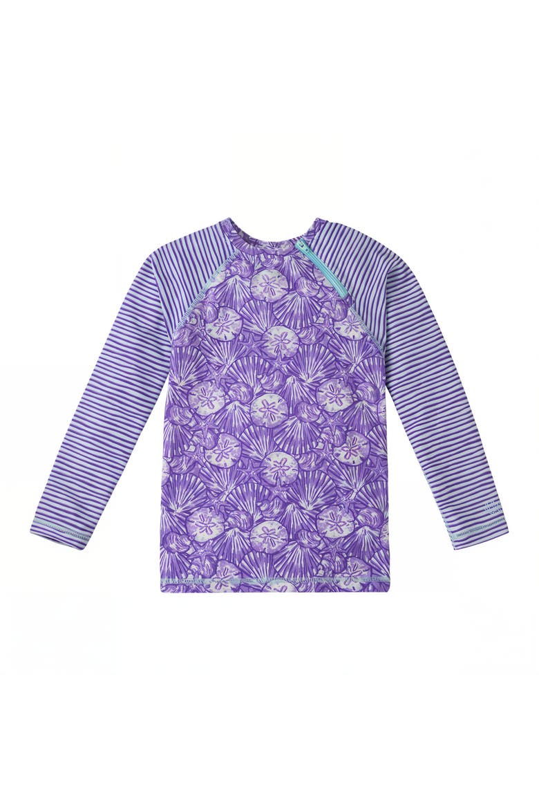 Zippy Long Sleeve Sun & Swim Shirt, Main, color, Dreamy Shells & Stripes
