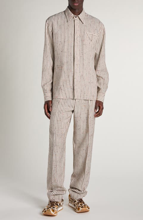 Flecked Stripe Button-Up Shirt