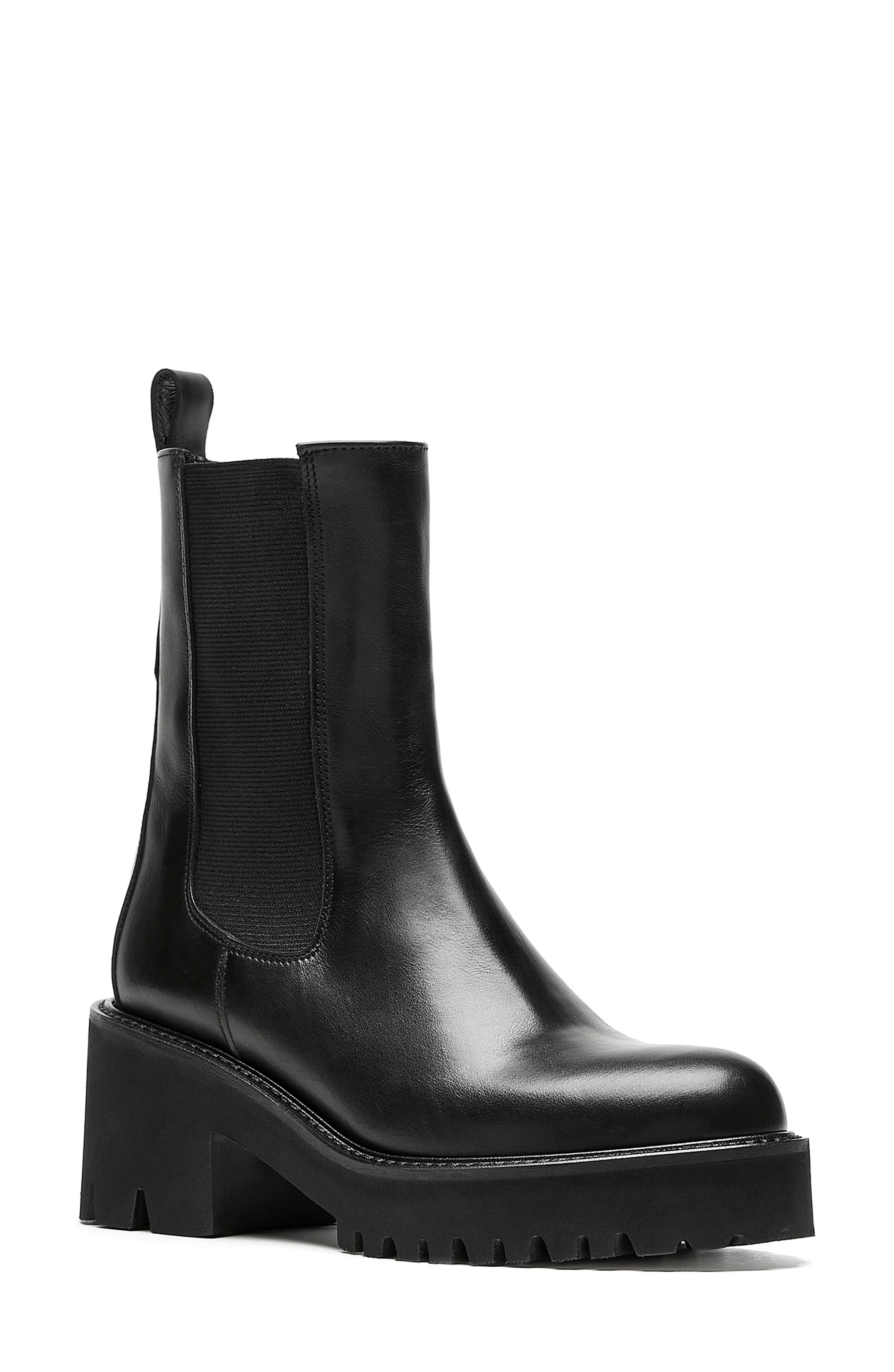 Teddy Waterproof Platform Chelsea Boot, Main, color, BLACK LEATHER