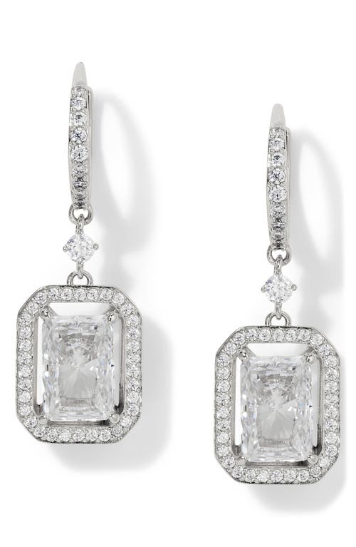 Nadri Radiant Halo Drop Earrings in Rhodium 