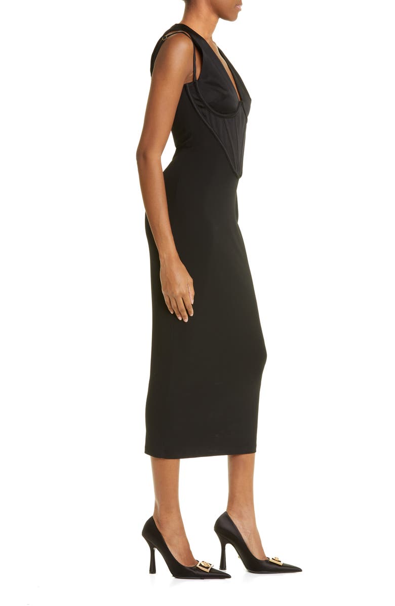 Versace Corset Dress, Alternate, color, Nero