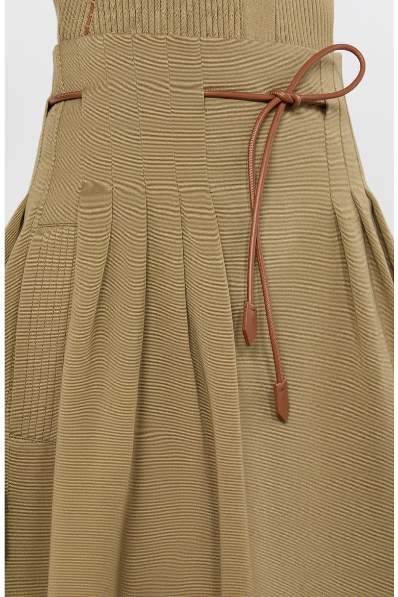 Tempio Pleated Cotton Ottoman Midi Skirt, Alternate, color, KAKI
