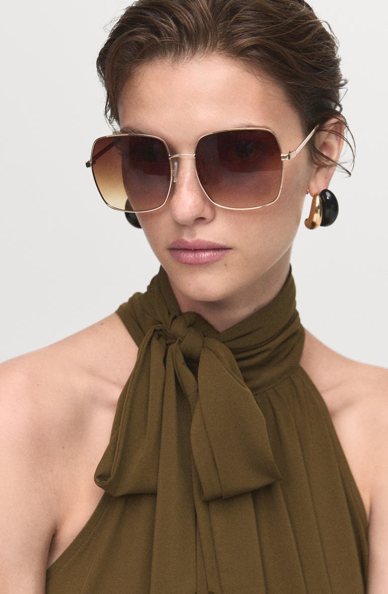 MANGO Tie Neck Sleeveless Top, Alternate, color, Khaki Green