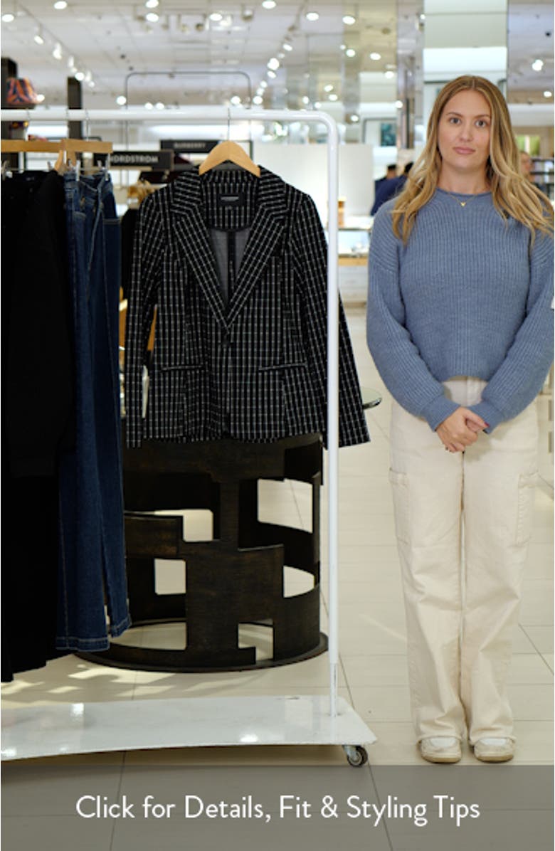 Windowpane Check Fitted One-Button Blazer, sales video thumbnail