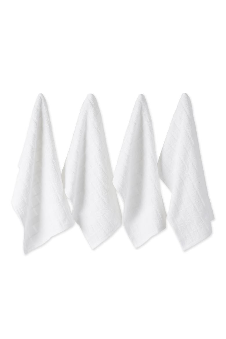 Solid Windowpane Terry Dishtowel Set/4, Main, color, White