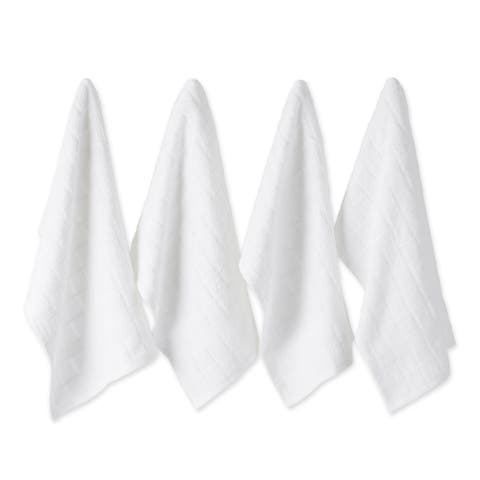 Solid Windowpane Terry Dishtowel Set/4