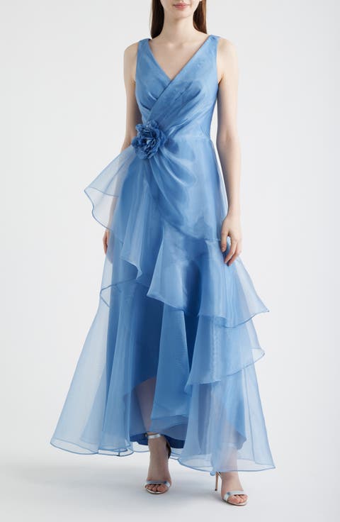 Ruffle Sleeveless Organza Gown