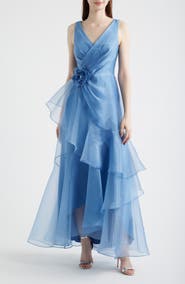 Eliza J Ruffle Sleeveless Organza Gown