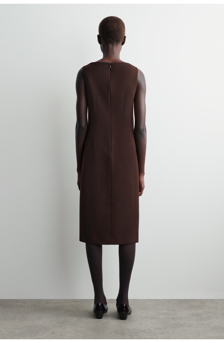 COS Tailored Wool Midi Dress, Alternate, color, Brown