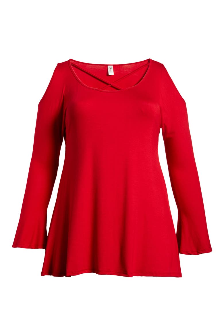 Crisscross Strap Jersey Top, Alternate, color, RED