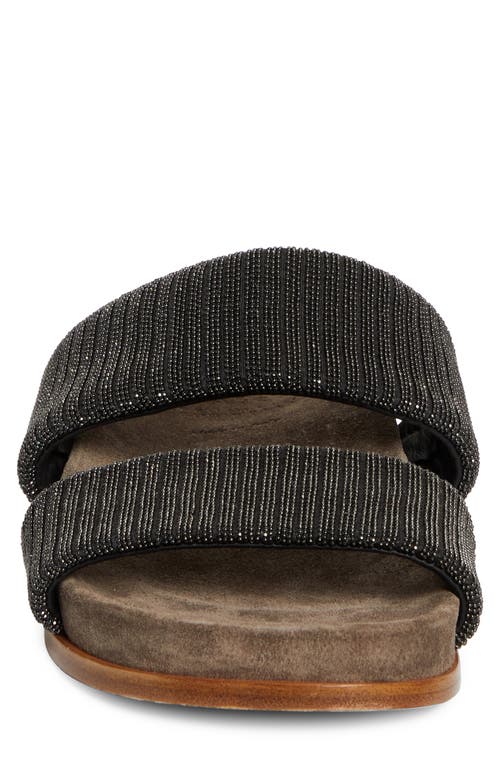 Brunello Cucinelli Monili Two-strap Slide Sandal In Antracite