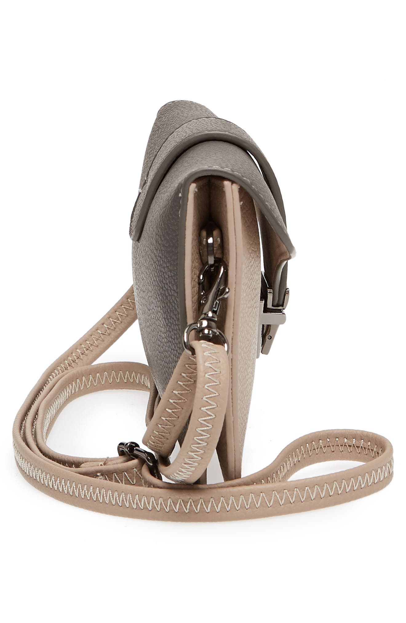 Faux Leather Crossbody Bag, Alternate, color, GREY/ SAND