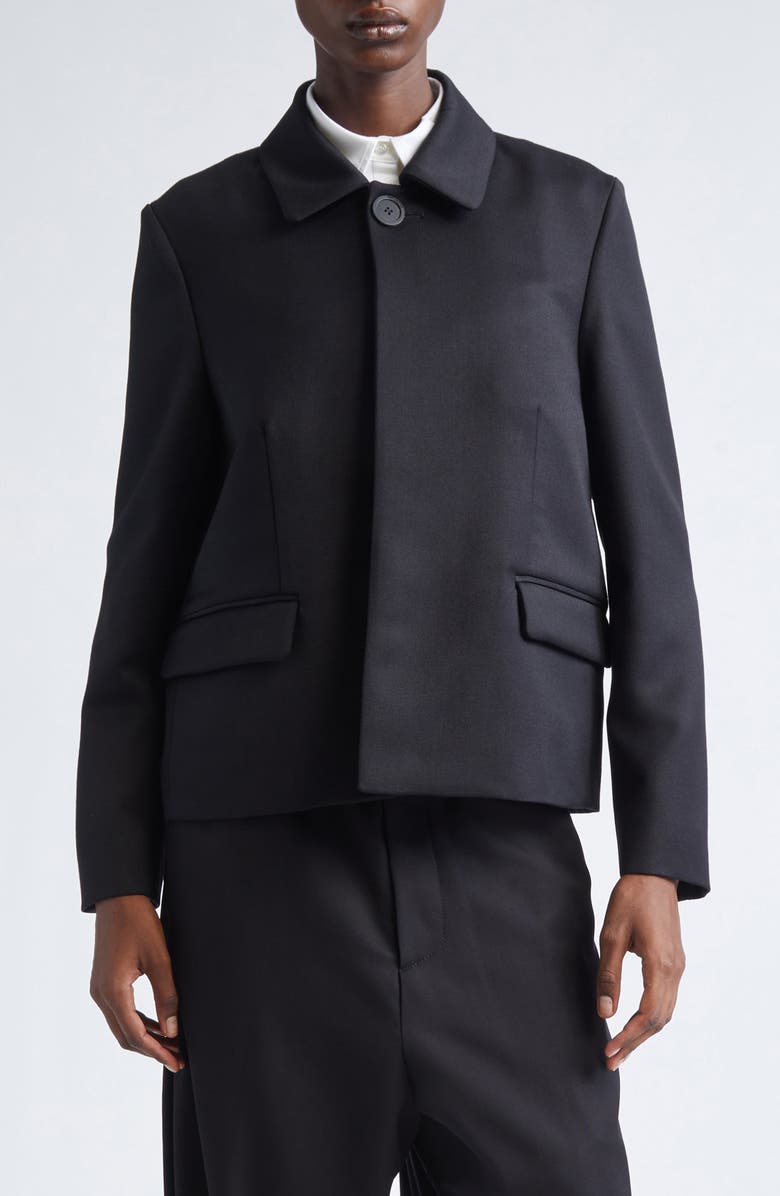 Balenciaga Boxy Wool Crop Jacket, Main, color, Black