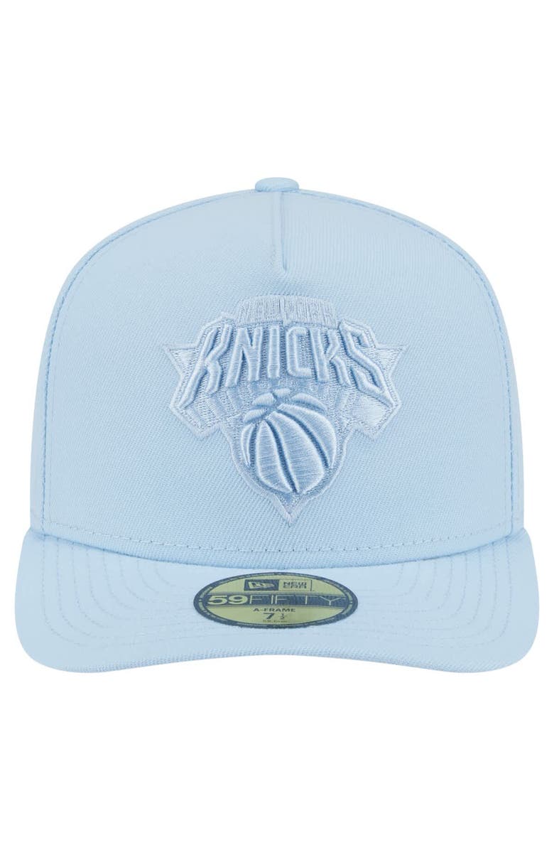 New Era Men's New Era  Light Blue New York Knicks Colorpack A-Frame Pinch Front 59FIFTY Fitted Hat, Alternate, color, 