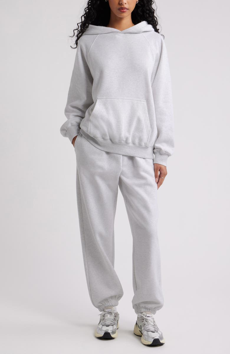 BP. Fleece Detail Oversize Raglan Hoodie, Alternate, color, Grey Fog Heather