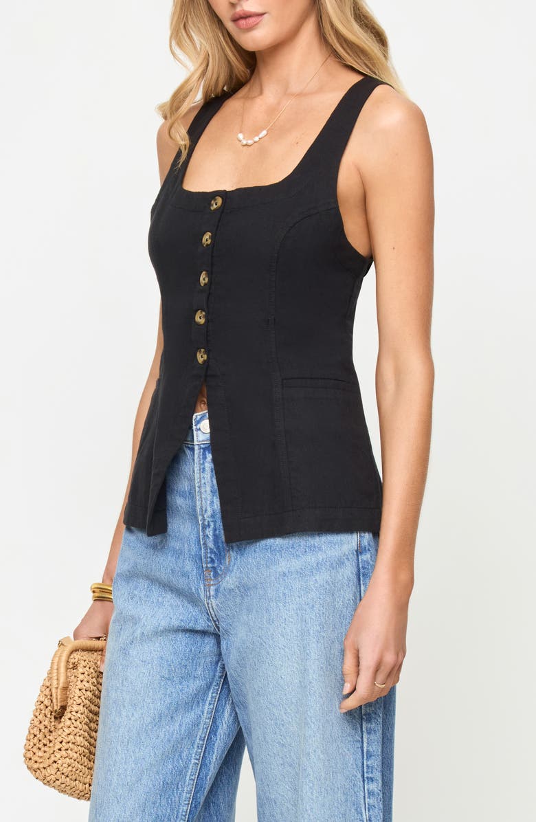 LSPACE Sofie Linen & Cotton Vest, Alternate, color, Black