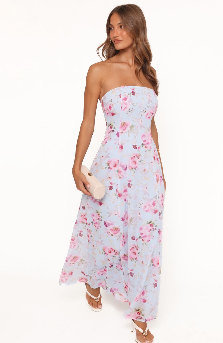 Petal & Pup Vegas Print Strapless Maxi Dress, Alternate, color, Blue Floral