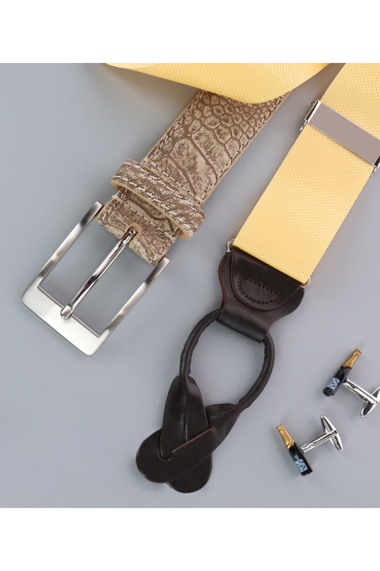 Hudson Nylon Button End Suspenders, Alternate, color, Yellow