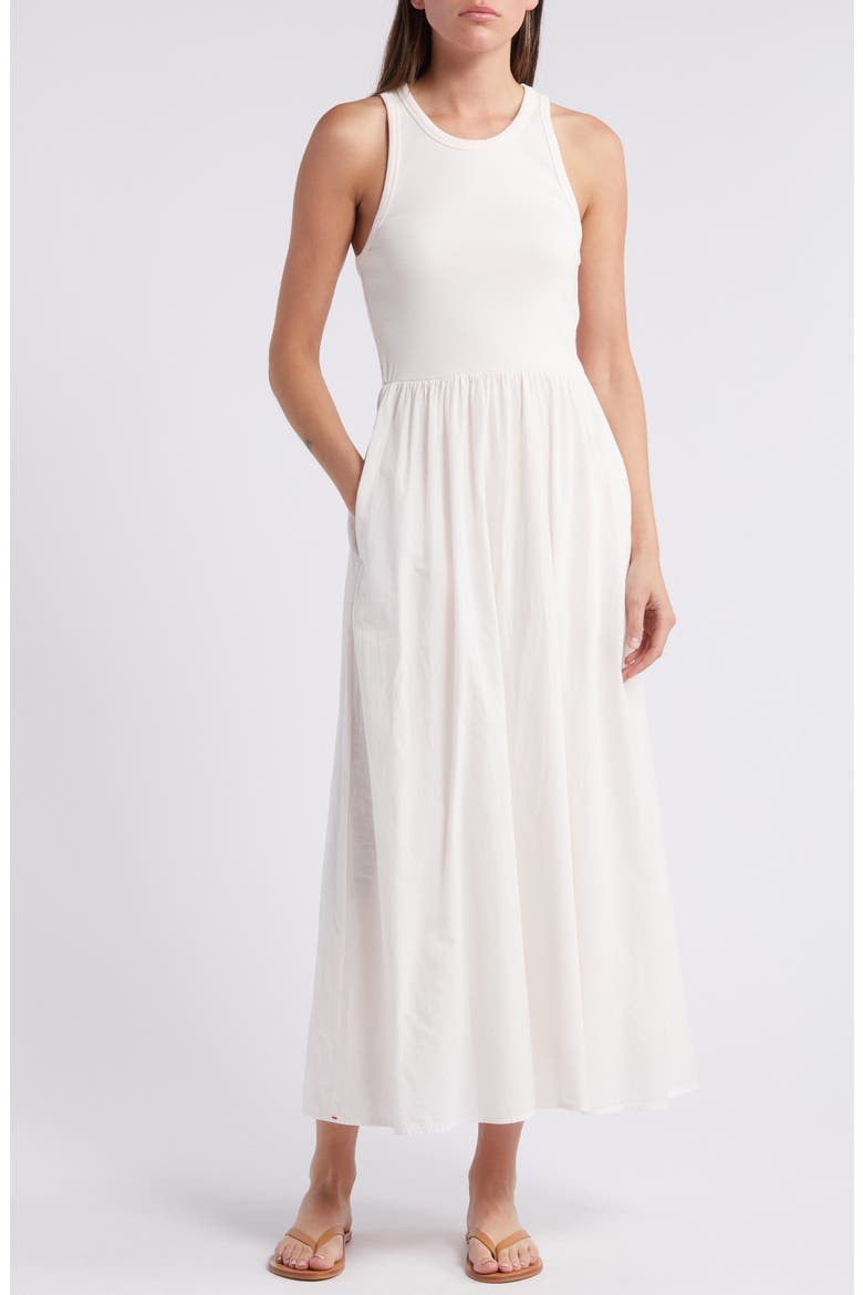 Flynn Mixed Media Maxi Dress, Main, color, CREAM PEACH