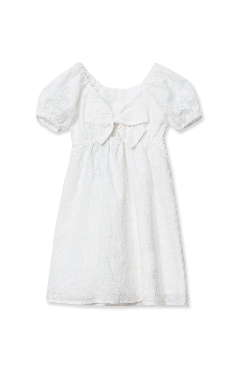 Lands' End Girls Short Sleeve Bow Dress, Alternate, color, White