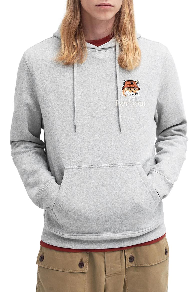 x Maison Kitsuné Logo Graphic Cotton Fleece Hoodie, Main, color, GREY MARL