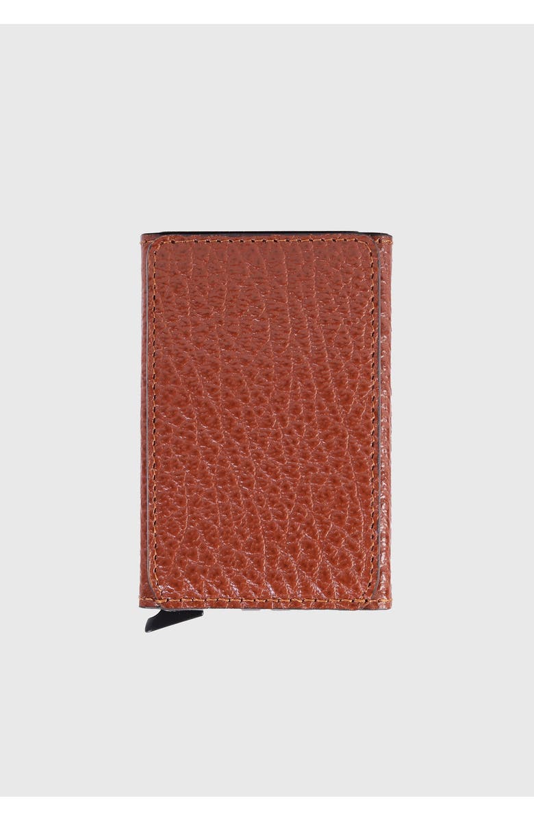 Furniq UK Genuine Leather Venous Pattern Card Holder, Main, color, Tan Brown