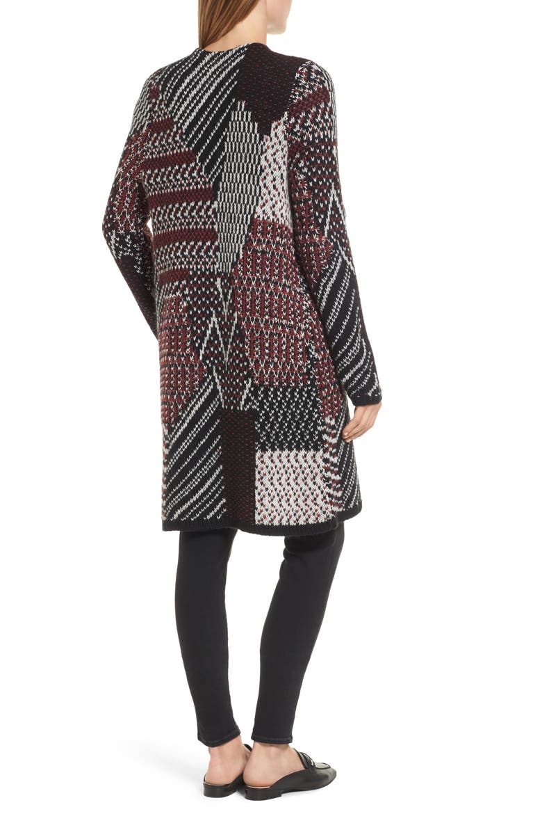 Jacquard Cardigan, Alternate, color, BLACK- RED PATTERN