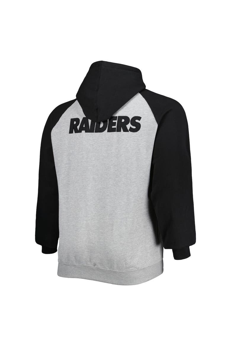 Men's Heather Gray Las Vegas Raiders Big & Tall Fleece Raglan Full-Zip Hoodie Jacket, Alternate, color, Heather Gray