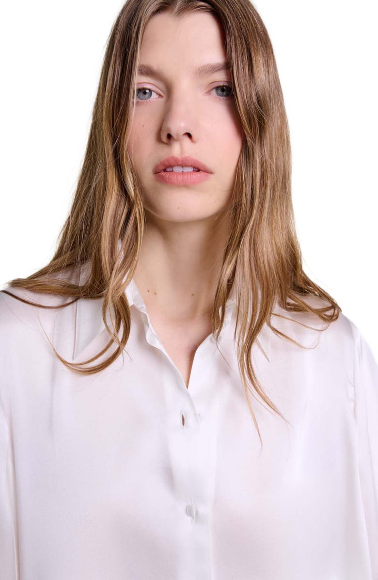 maje White silk blouse, Alternate, color, 