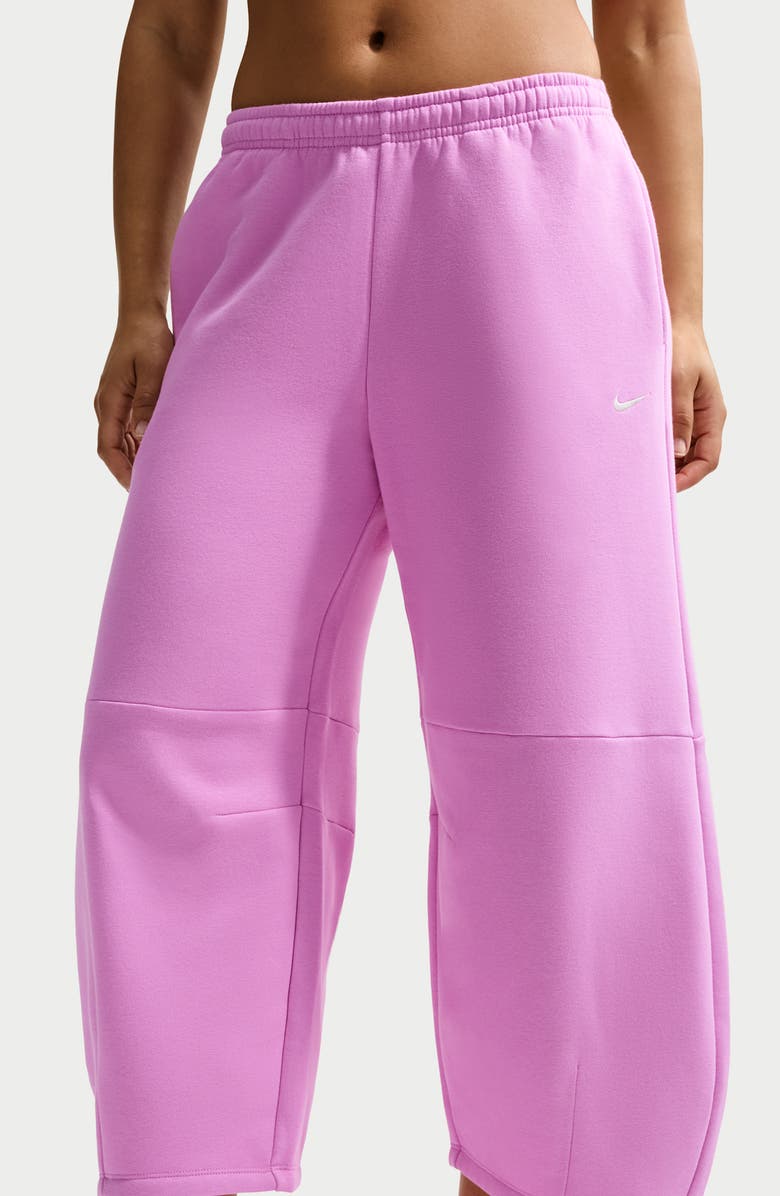 Nike Phoenix Fleece Loose Crop Barrel Pants, Alternate, color, Light Magenta/Sail