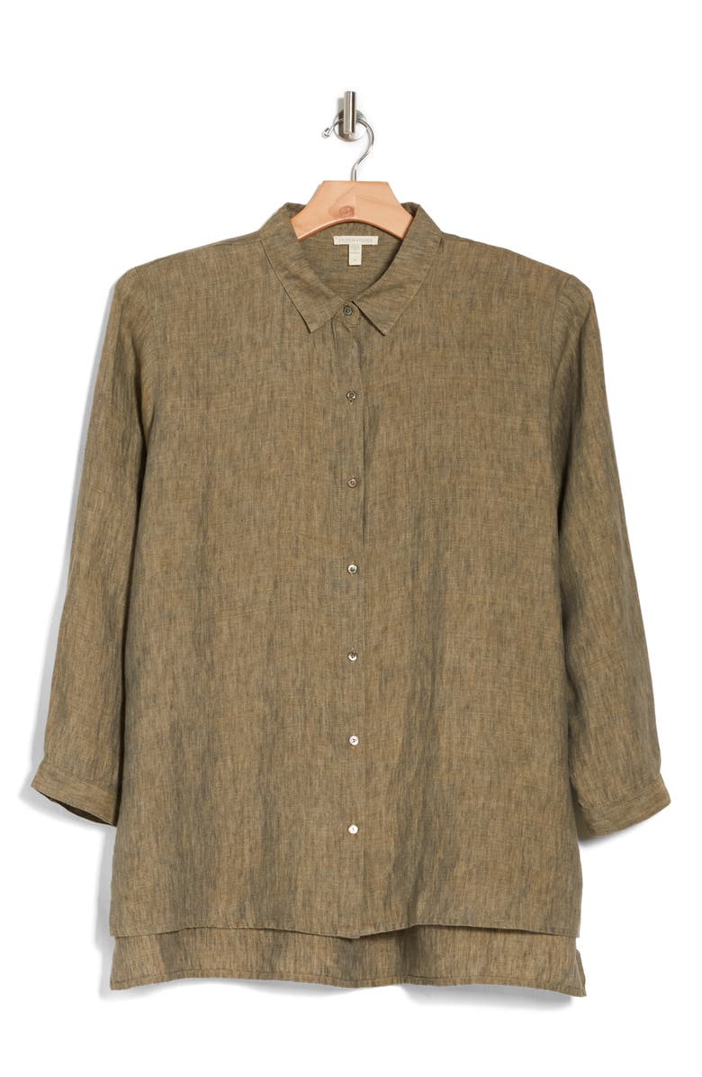 Eileen Fisher Organic Linen Long Sleeve Button-Up Shirt, Alternate, color, 