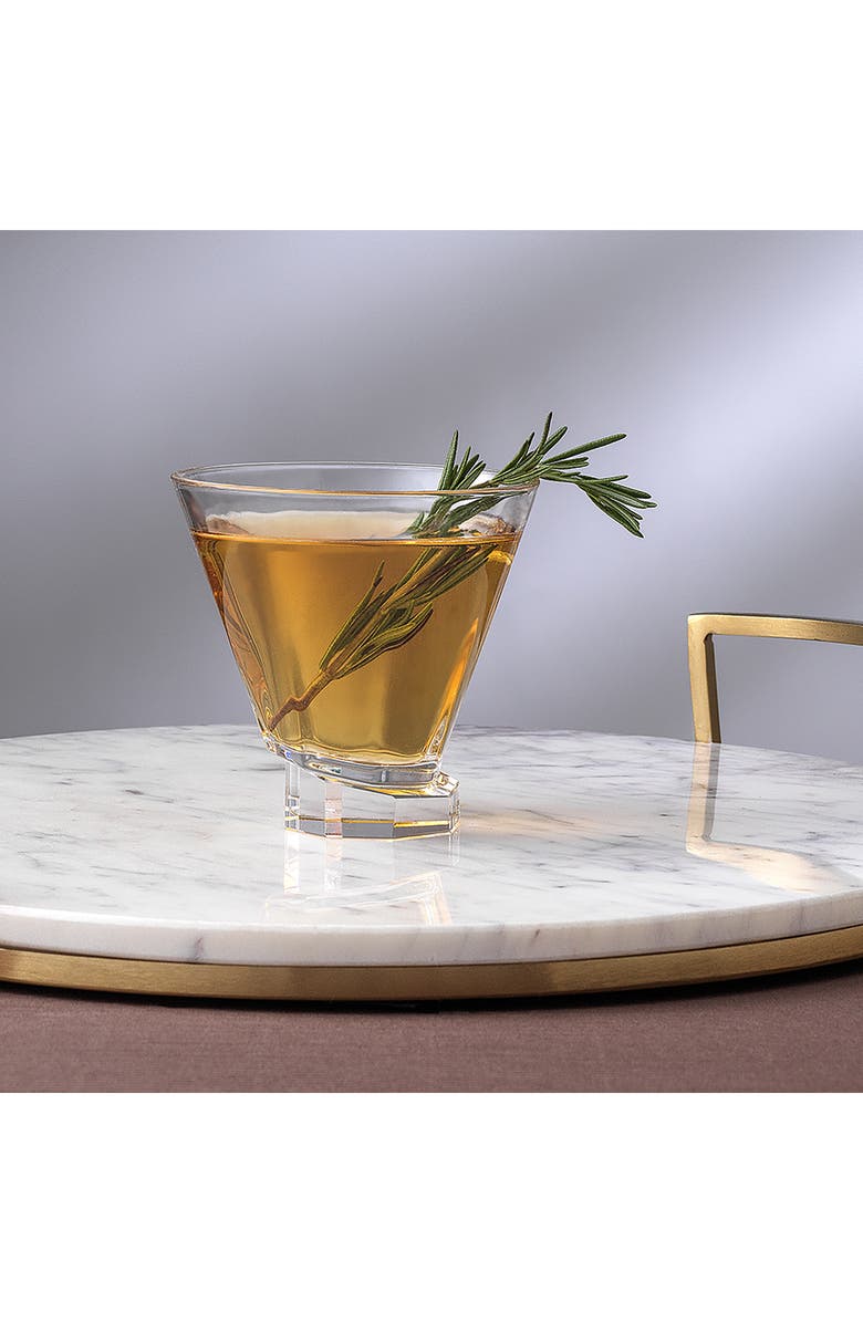 JoyJolt Aqua Vitaw Set of 2 Octagon Off-Base Cocktail Glasses, Alternate, color, Clear