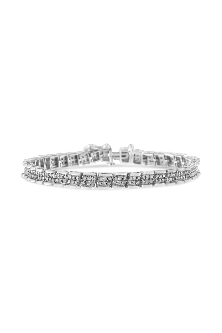 Silver 2.0 Cttw Diamond Round Miracle Plate Link Bracelet, Alternate, color, White