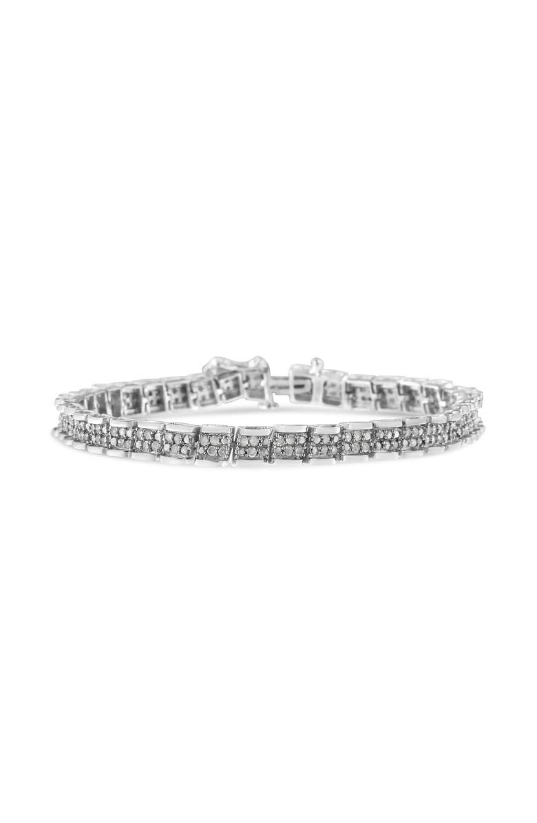 Haus of Brilliance Silver 2.0 Cttw Diamond Round Miracle Plate Link Bracelet, Alternate, color, White