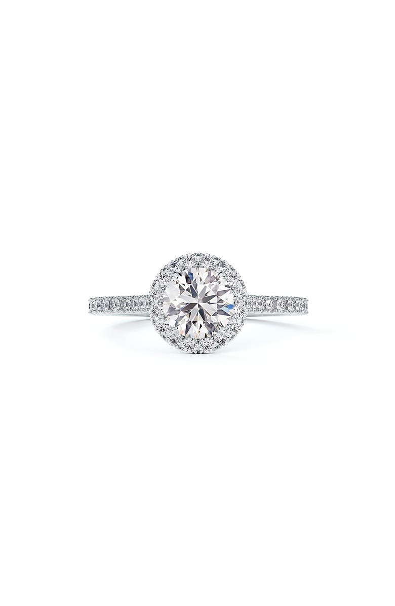 De Beers Forevermark Center of My Universe<sup>®</sup> Round Halo Engagement Ring with Diamond Band, Alternate, color, 