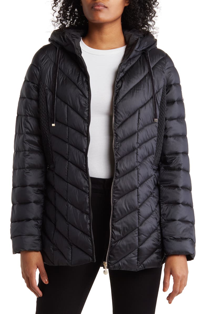Bernardo Ecoplume<sup>™</sup> Hooded Packable Puffer Jacket, Main, color, 