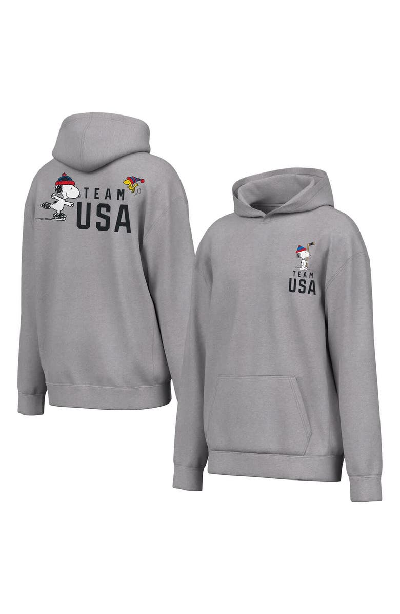 Outerstuff Men's Outerstuff Heather Gray Team USA x Peanuts Team Spirit Hoodie, Main, color,