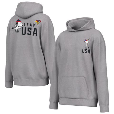Men's Outerstuff  Heather Gray Team USA x Peanuts Team Spirit Hoodie