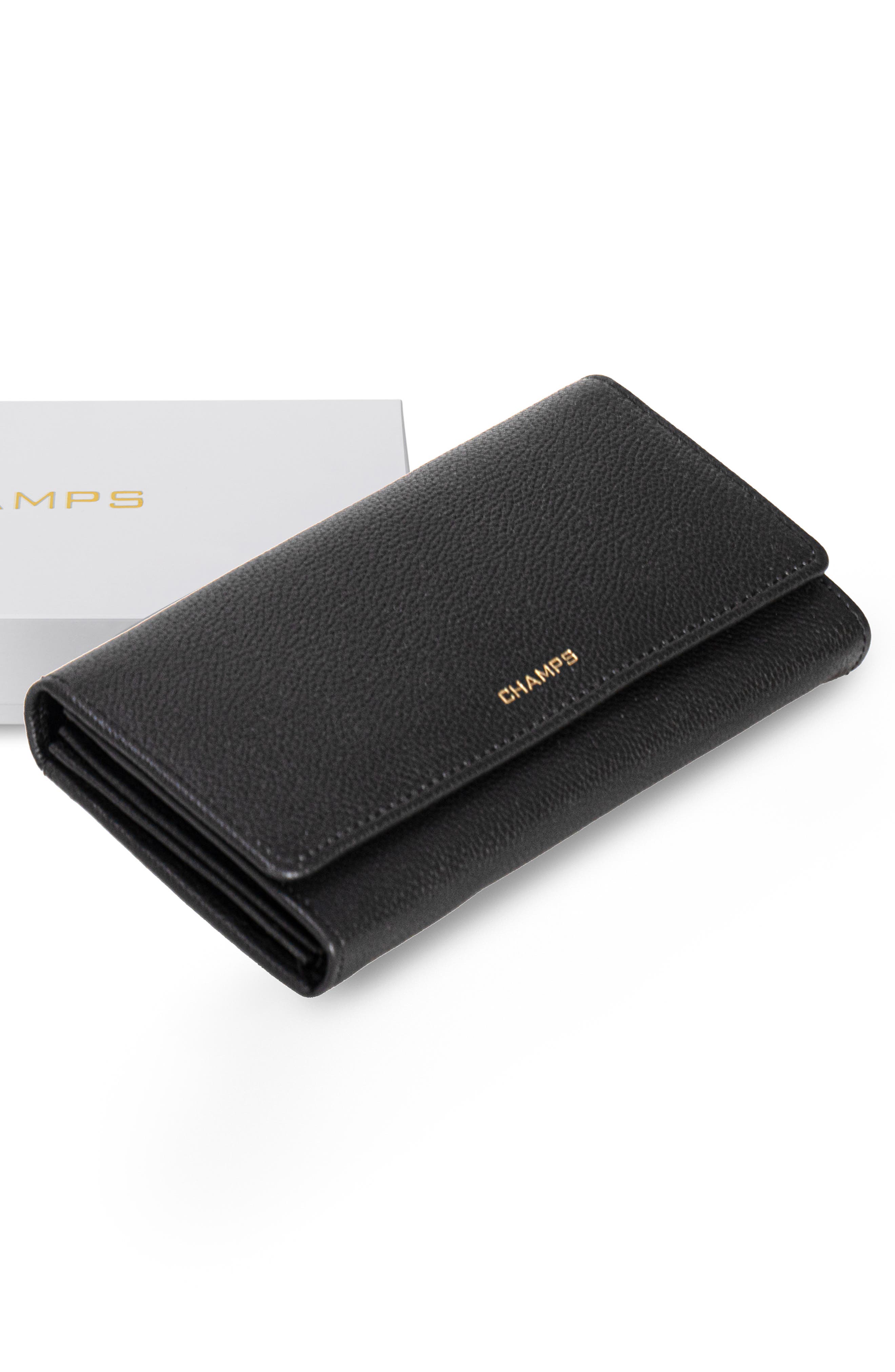 Leather Flap Clutch, Alternate, color, BLACK