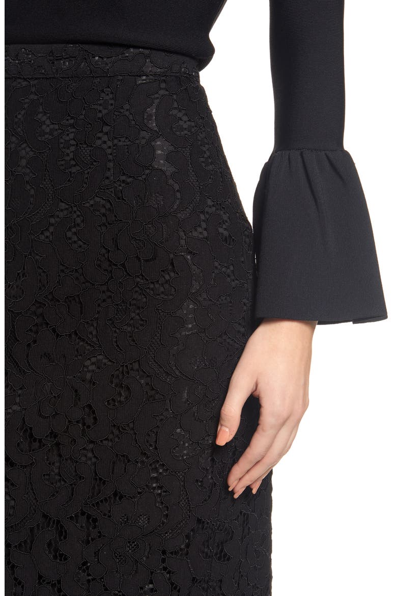 Lace Pencil Skirt, Alternate, color, BLACK
