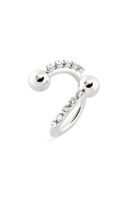 Justine Clenquet Selma Crystal Open Ring in Palladium 