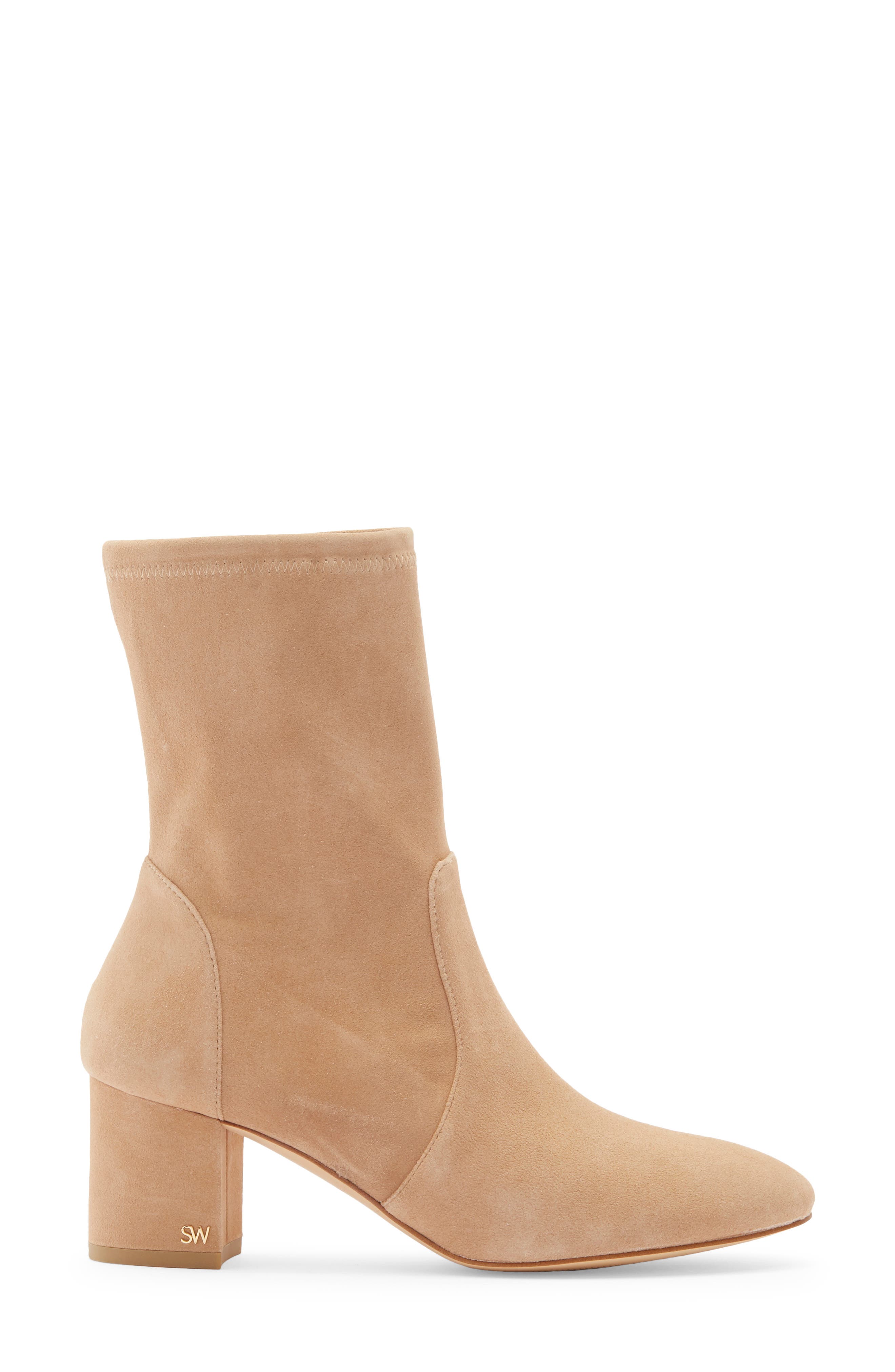 Stuart Weitzman Ariana Sock Bootie, Alternate, color, Natural Suede