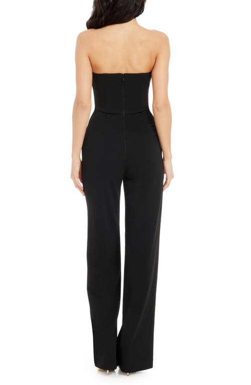 Dress The Population Erica Sequin Bow Strapless Wide Leg Jumpsuit In Black-silver
