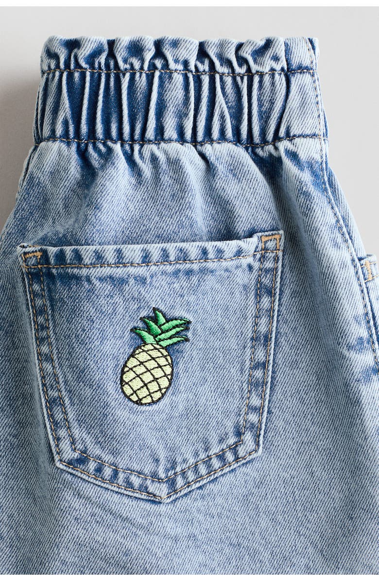 H&M Loose fit denim shorts, Alternate, color, Light Denim Blue/Lilo & Stitch