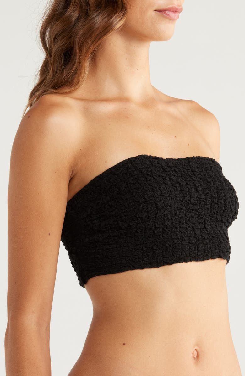 Free People Bea Smocked Bandeau Bra, Alternate, color, Black