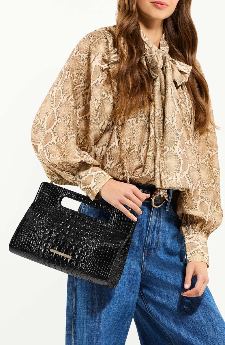 Brahmin Ravina Croc Embossed Leather Clutch, Alternate, color,