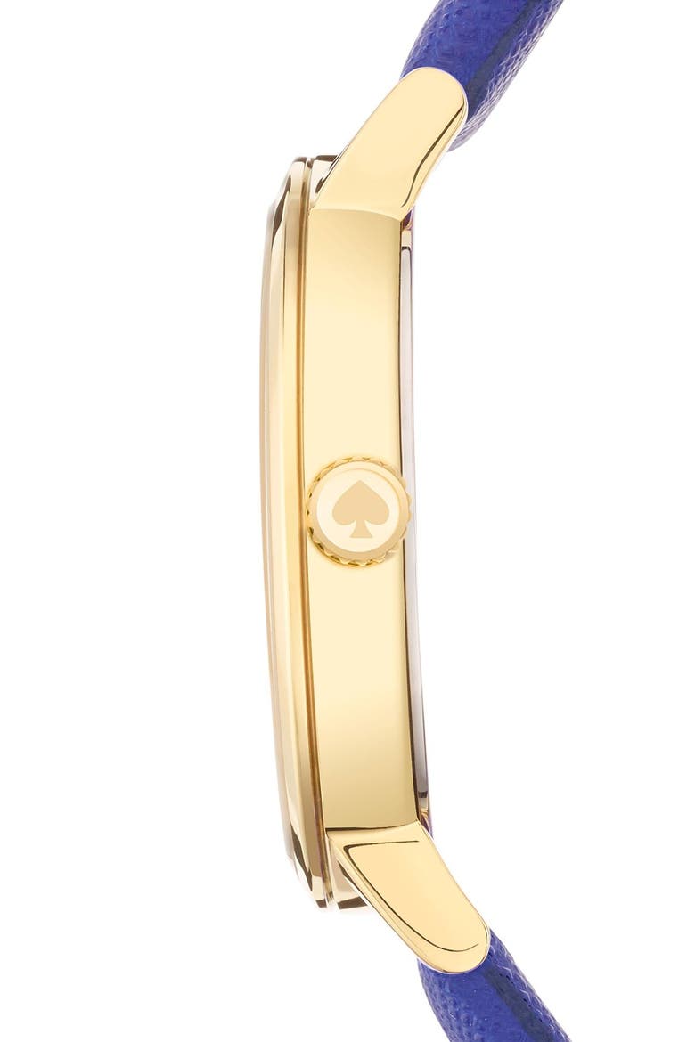 'metro - happy hour' leather strap watch, 34mm (Nordstrom Exclusive), Alternate, color, COBALT/ GOLD
