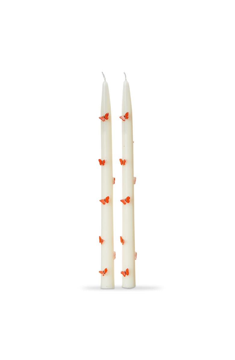 tag Garden Butterfly Hand Painted Taper Candles - White, Main, color, White