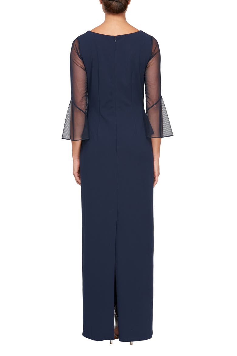 Rhinestone Yoke Column Gown, Alternate, color, NAVY/ SILVER