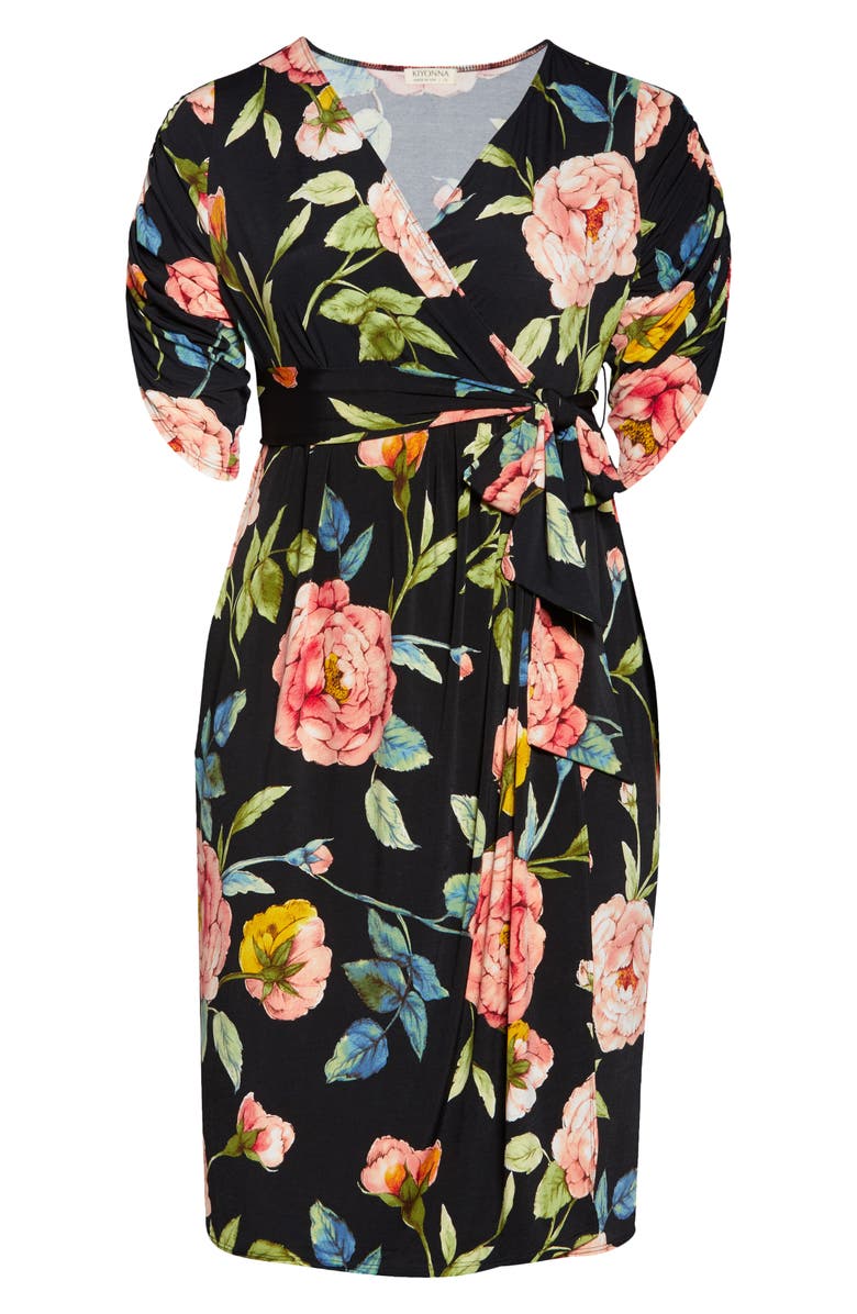 Kiyonna Eden Floral Faux Wrap Dress, Alternate, color, 